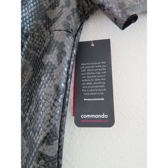 Commando BDS018 SN40 Women's Sz M Gray Snake Print Faux Leather Bodysuit $108+ - Picture 4 of 12
